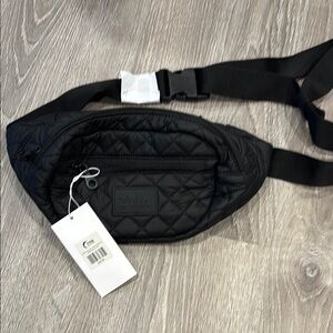 ZYIA Black Quilted Belt Bag with Adjustable Straps